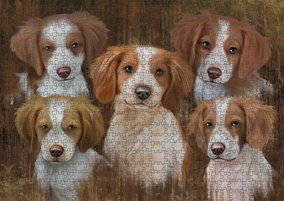 Rustic 5 Brittany Spaniels Dog Puzzle with Photo Tin PUZL52140