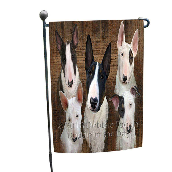 Rustic 5 Bull Terriers Dog Garden Flag GFLG49378