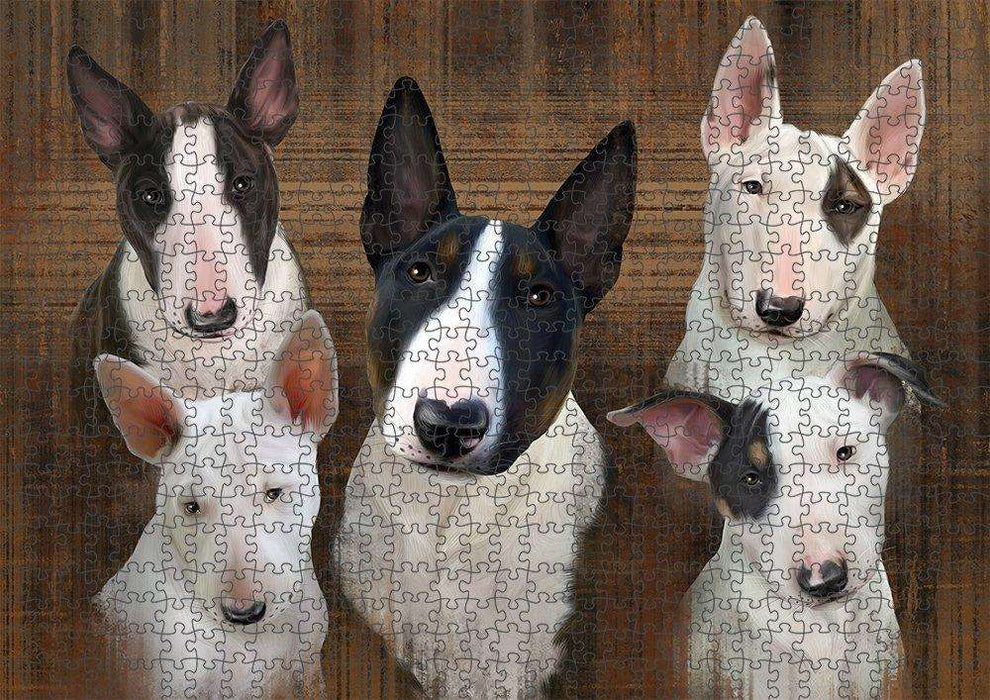 Rustic 5 Bull Terriers Dog Puzzle with Photo Tin PUZL52143