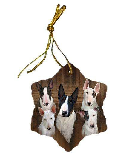 Rustic 5 Bull Terriers Dog Star Porcelain Ornament SPOR49445