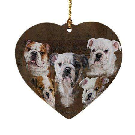 Rustic 5 Bulldogs Heart Christmas Ornament HPOR48191