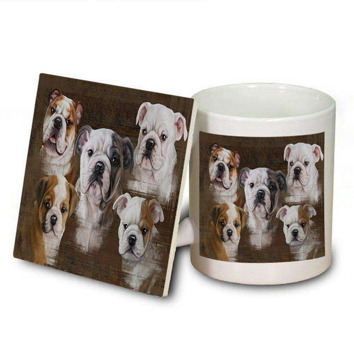 Rustic 5 Bulldogs Mug and Coaster Set MUC48183