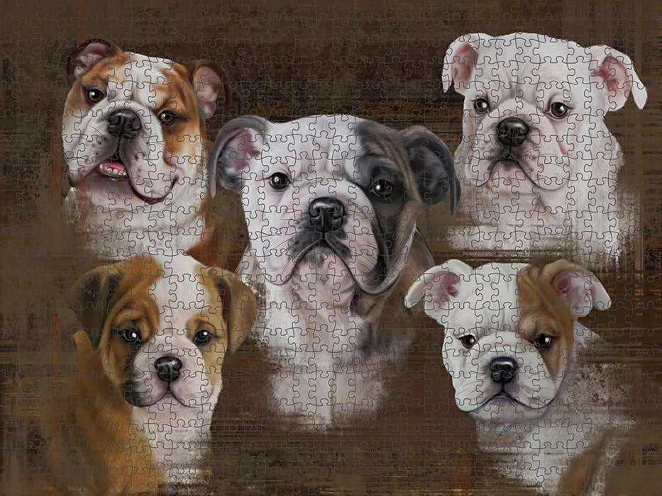 Rustic 5 Bulldogs Puzzle with Photo Tin PUZL48426