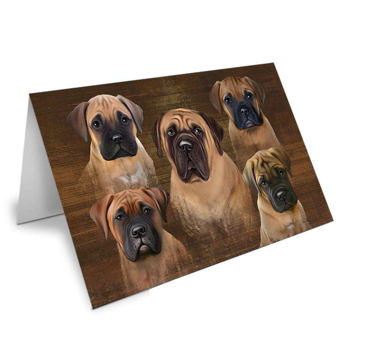 Rustic 5 Bullmastiffs Dog Handmade Artwork Assorted Pets Greeting Cards and Note Cards with Envelopes for All Occasions and Holiday Seasons GCD52679