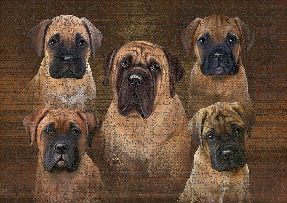 Rustic 5 Bullmastiffs Dog Puzzle with Photo Tin PUZL52146