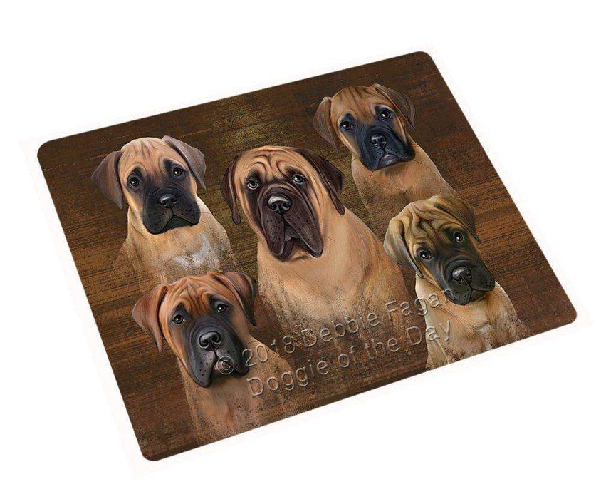 Rustic 5 Bullmastiffs Dog Tempered Cutting Board C52518