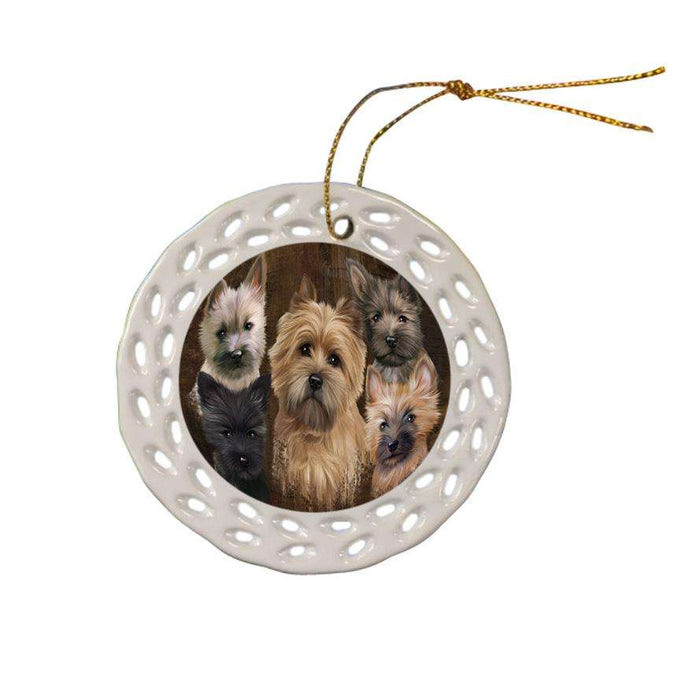 Rustic 5 Cairn Terrier Dog Ceramic Doily Ornament DPOR54130