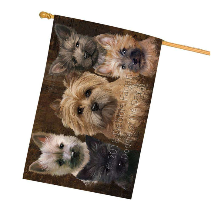 Rustic 5 Cairn Terrier Dog House Flag FLG54328