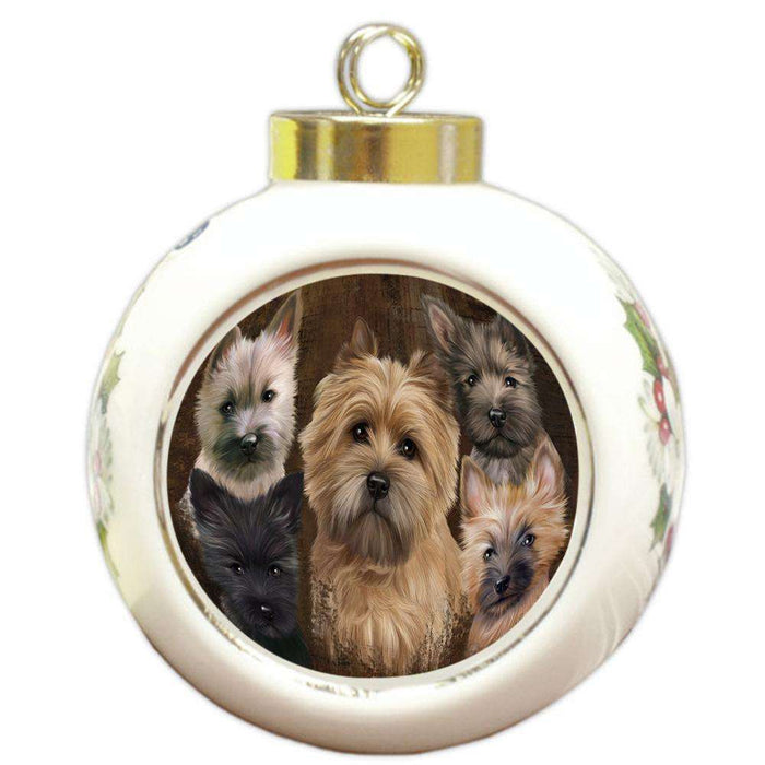 Rustic 5 Cairn Terrier Dog Round Ball Christmas Ornament RBPOR54130