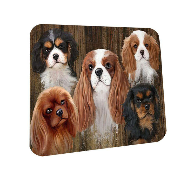 Rustic 5 Cavalier King Charles Spaniels Dog Coasters Set of 4 CST49510