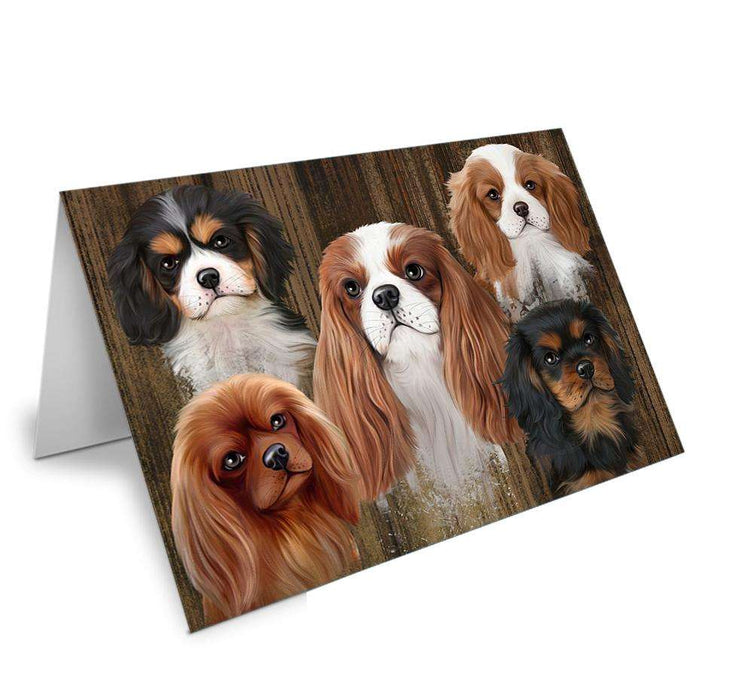Rustic 5 Cavalier King Charles Spaniels Dog Handmade Artwork Assorted Pets Greeting Cards and Note Cards with Envelopes for All Occasions and Holiday Seasons GCD52682