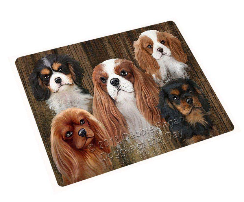 Rustic 5 Cavalier King Charles Spaniels Dog Tempered Cutting Board C52521