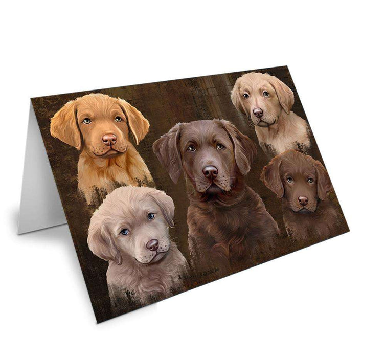 Rustic 5 Chesapeake Bay Retriever Dog Handmade Artwork Assorted Pets Greeting Cards and Note Cards with Envelopes for All Occasions and Holiday Seasons GCD66422