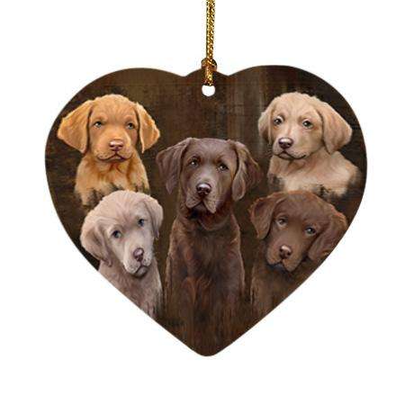 Rustic 5 Chesapeake Bay Retriever Dog Heart Christmas Ornament HPOR54131