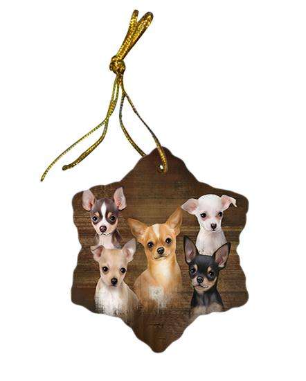 Rustic 5 Chihuahuas Dog Star Porcelain Ornament SPOR49448