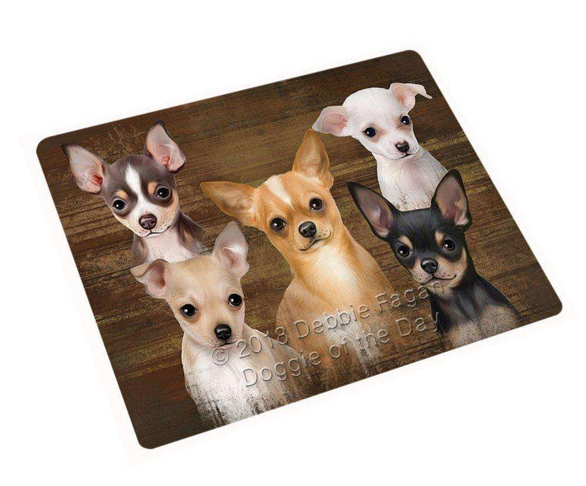 Rustic 5 Chihuahuas Dog Tempered Cutting Board C52524