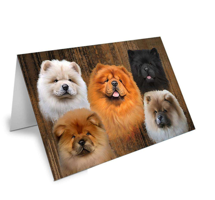 Rustic 5 Chow Chows Dog Handmade Artwork Assorted Pets Greeting Cards and Note Cards with Envelopes for All Occasions and Holiday Seasons GCD52688