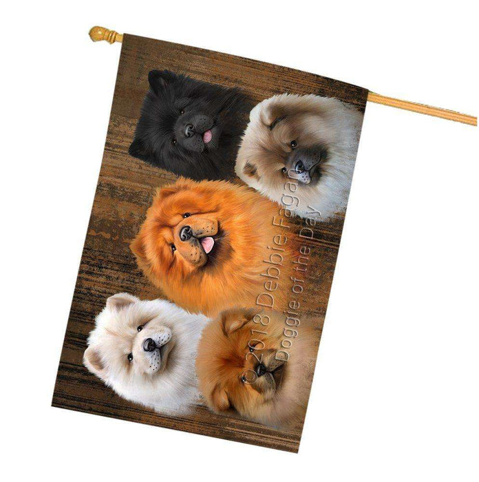 Rustic 5 Chow Chows Dog House Flag FLGA49518