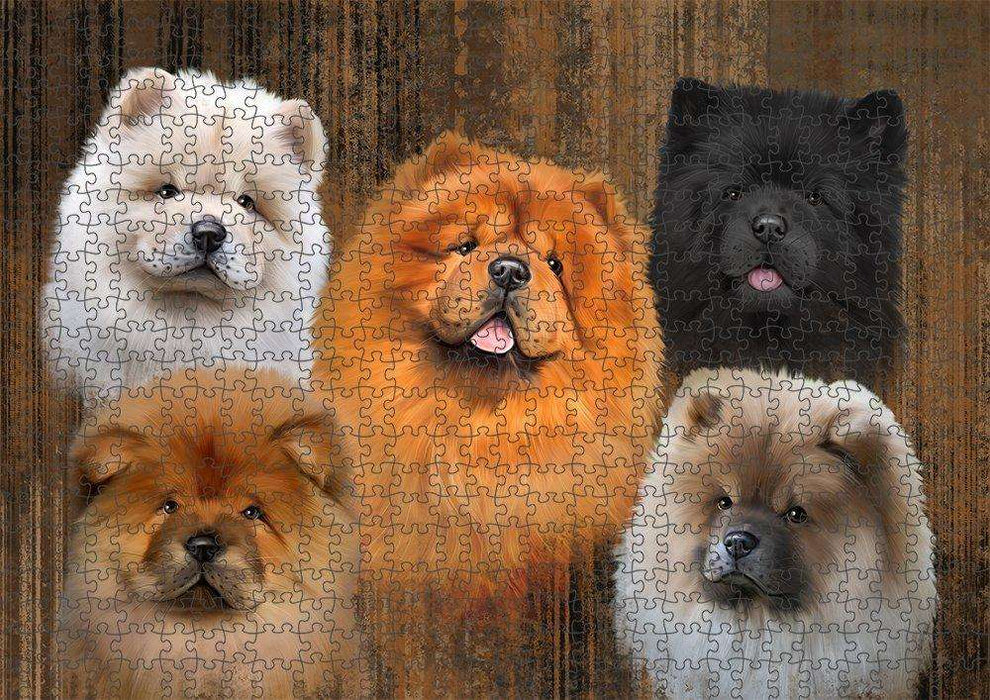 Rustic 5 Chow Chows Dog Puzzle with Photo Tin PUZL52155