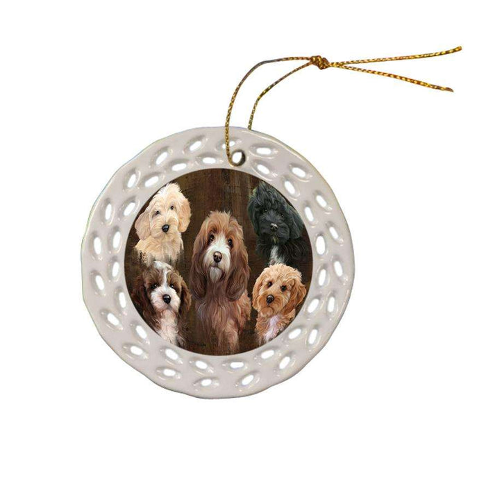 Rustic 5 Cockapoo Dog Ceramic Doily Ornament DPOR54132