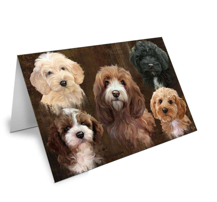 Rustic 5 Cockapoo Dog Handmade Artwork Assorted Pets Greeting Cards and Note Cards with Envelopes for All Occasions and Holiday Seasons GCD66425