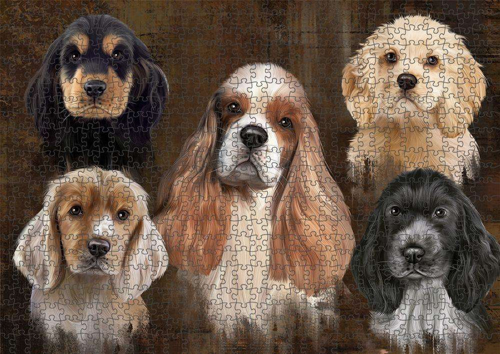 Rustic 5 Cocker Spaniel Dog Puzzle with Photo Tin PUZL83688