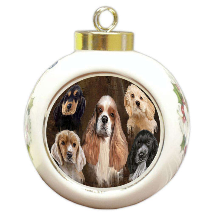 Rustic 5 Cocker Spaniel Dog Round Ball Christmas Ornament RBPOR54133