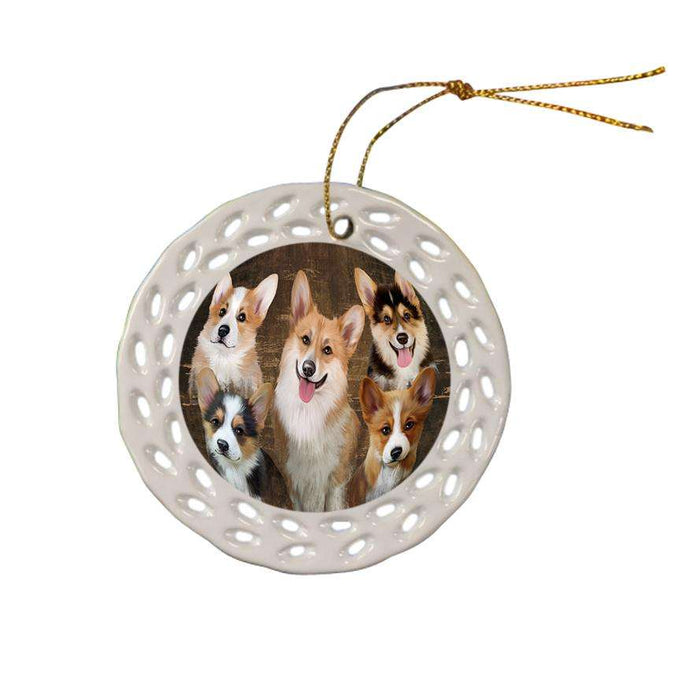 Rustic 5 Corgis Dog Ceramic Doily Ornament DPOR49458