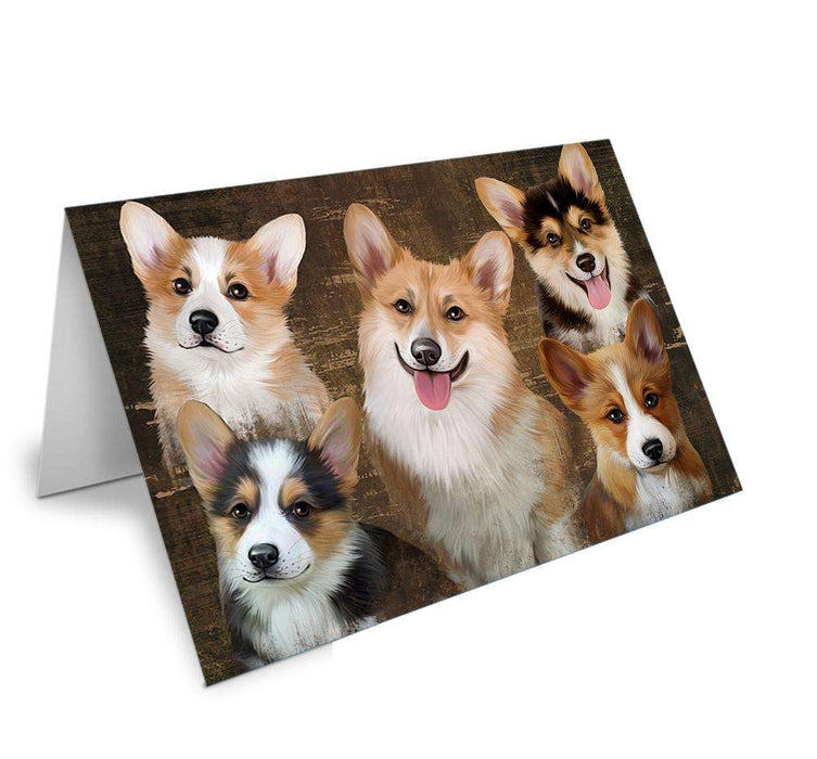 Rustic 5 Corgis Dog Handmade Artwork Assorted Pets Greeting Cards and Note Cards with Envelopes for All Occasions and Holiday Seasons GCD52691