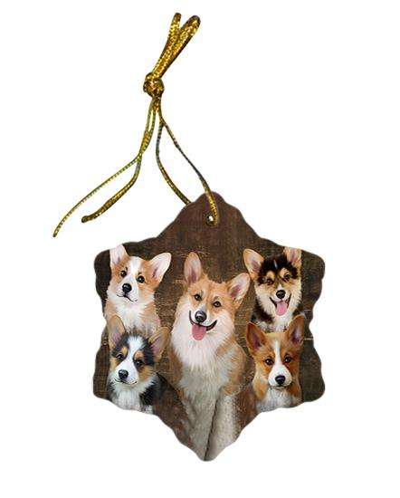Rustic 5 Corgis Dog Star Porcelain Ornament SPOR49450
