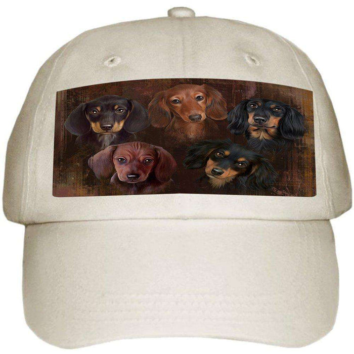 Rustic 5 Dachshunds Dog Ball Hat Cap HAT48414