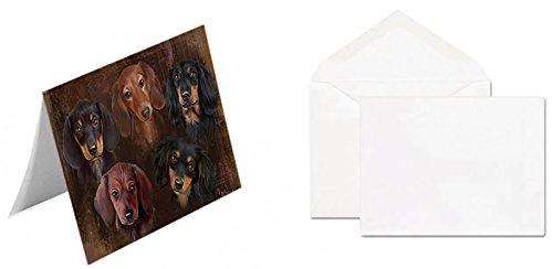 Rustic 5 Dachshunds Dog Handmade Artwork Assorted Pets Greeting Cards and Note Cards with Envelopes for All Occasions and Holiday Seasons GCD49262