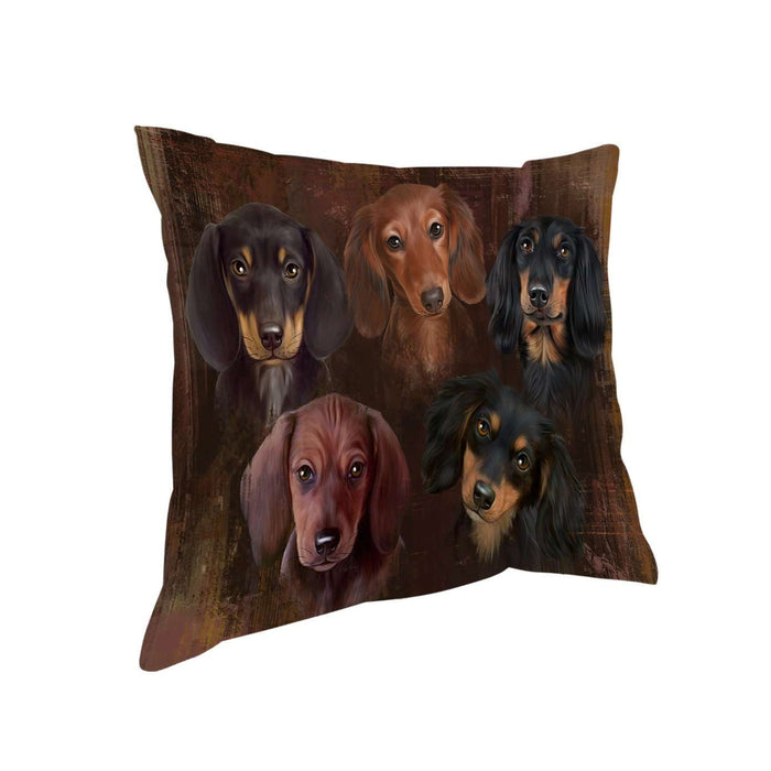 Rustic 5 Dachshunds Dog Pillow PIL48960 (14x14)