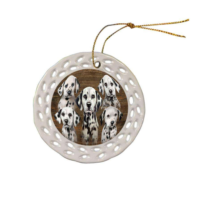 Rustic 5 Dalmatians Dog Ceramic Doily Ornament DPOR49459