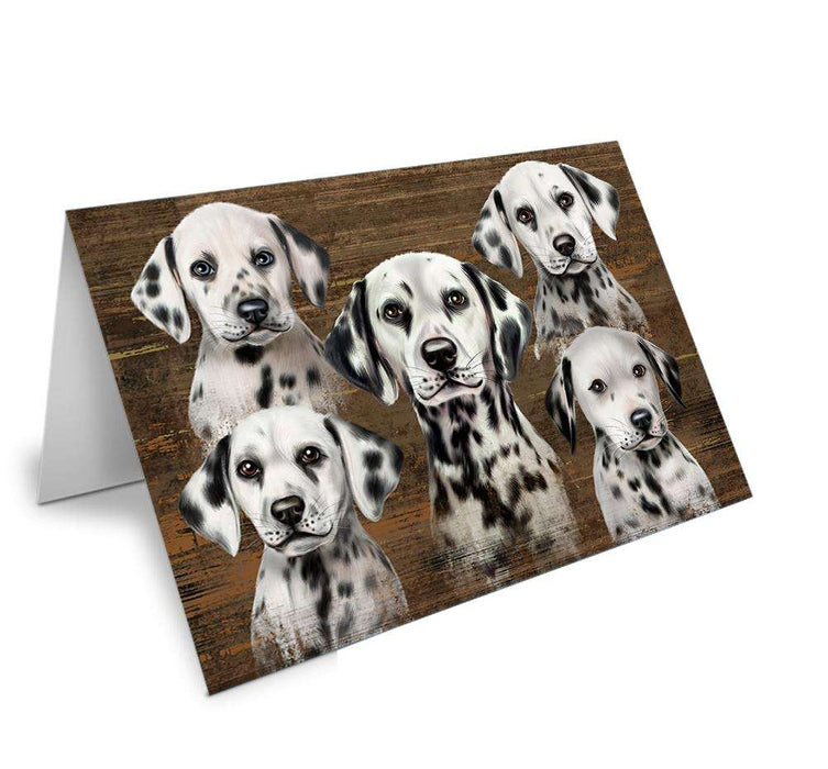 Rustic 5 Dalmatians Dog Handmade Artwork Assorted Pets Greeting Cards and Note Cards with Envelopes for All Occasions and Holiday Seasons GCD52694