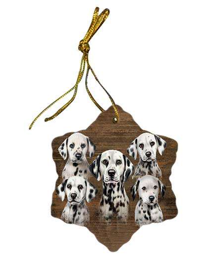 Rustic 5 Dalmatians Dog Star Porcelain Ornament SPOR49451