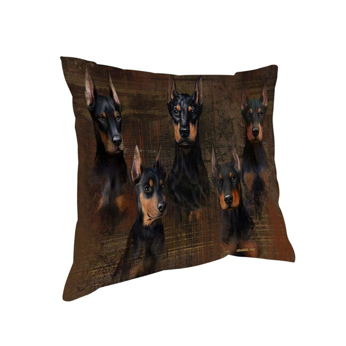 Rustic 5 Dobermans Dog Pillow PIL48980