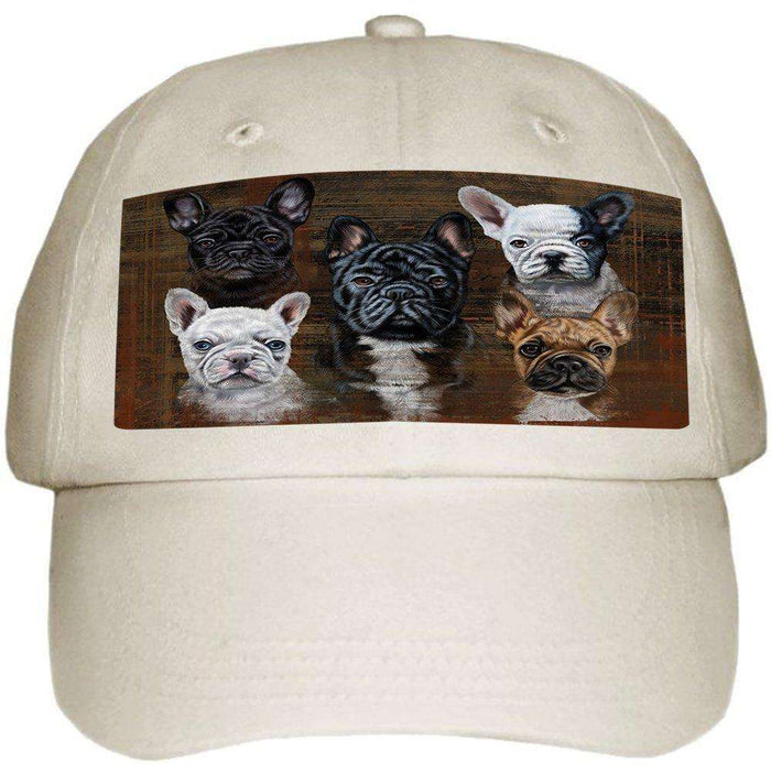 Rustic 5 French Bulldogs Ball Hat Cap HAT48309