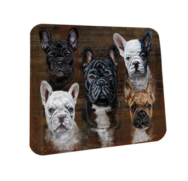Rustic 5 French Bulldogs Coasters Set of 4 CST48151