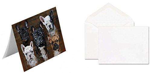 Rustic 5 French Bulldogs Handmade Artwork Assorted Pets Greeting Cards and Note Cards with Envelopes for All Occasions and Holiday Seasons GCD49157