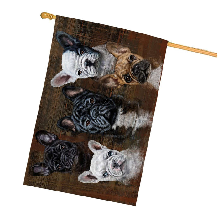 Rustic 5 French Bulldogs House Flag FLG48340