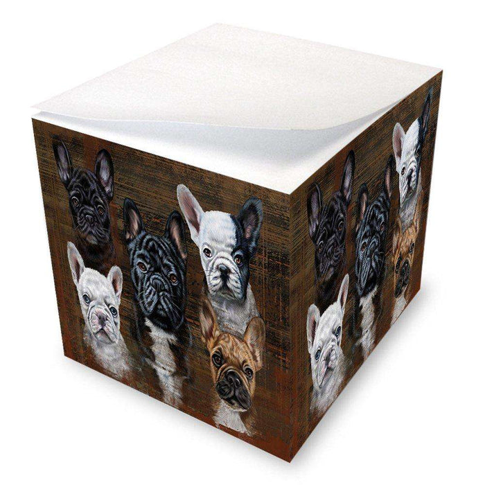 Rustic 5 French Bulldogs Note Cube NOC48192