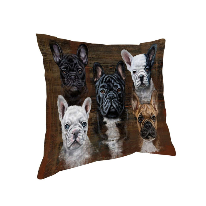 Rustic 5 French Bulldogs Pillow PIL48820