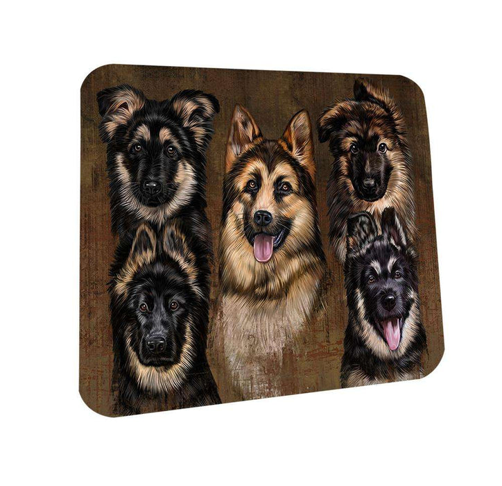 Rustic 5 German Shepherds Dog Coasters Set of 4 CST49515