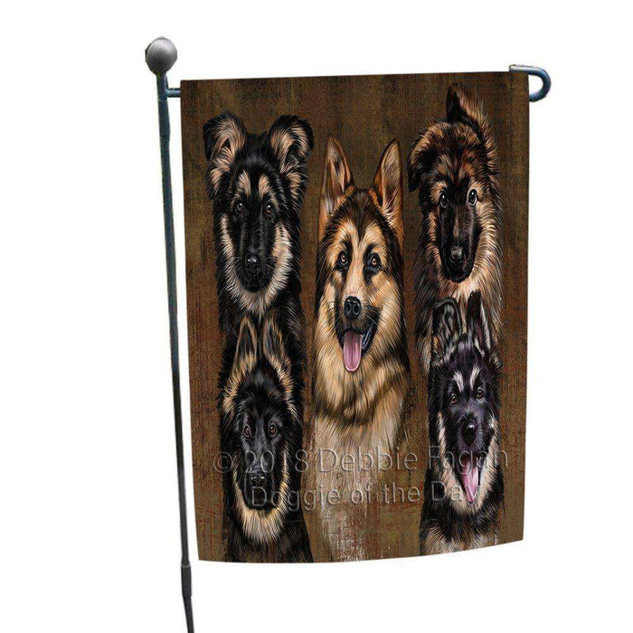 Rustic 5 German Shepherds Dog Garden Flag GFLG49385