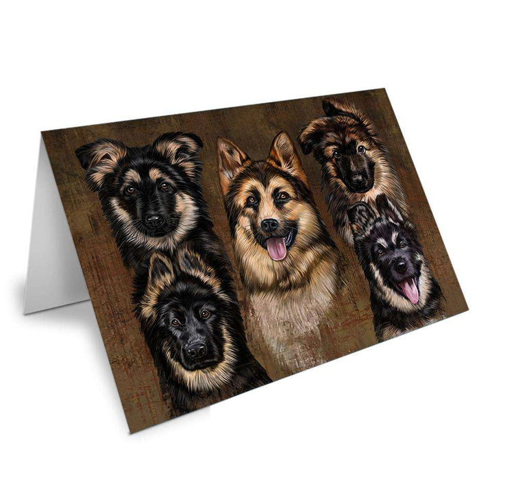 Rustic 5 German Shepherds Dog Handmade Artwork Assorted Pets Greeting Cards and Note Cards with Envelopes for All Occasions and Holiday Seasons GCD52697
