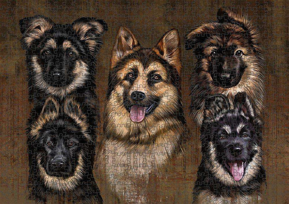 Rustic 5 German Shepherds Dog Puzzle with Photo Tin PUZL52164