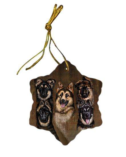 Rustic 5 German Shepherds Dog Star Porcelain Ornament SPOR49452