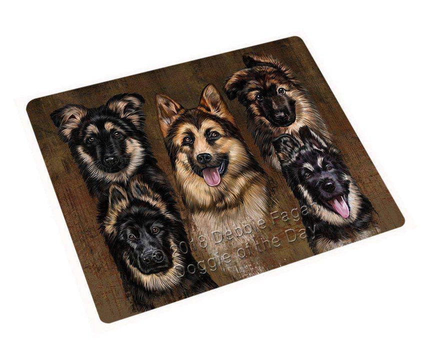 Rustic 5 German Shepherds Dog Tempered Cutting Board C52536