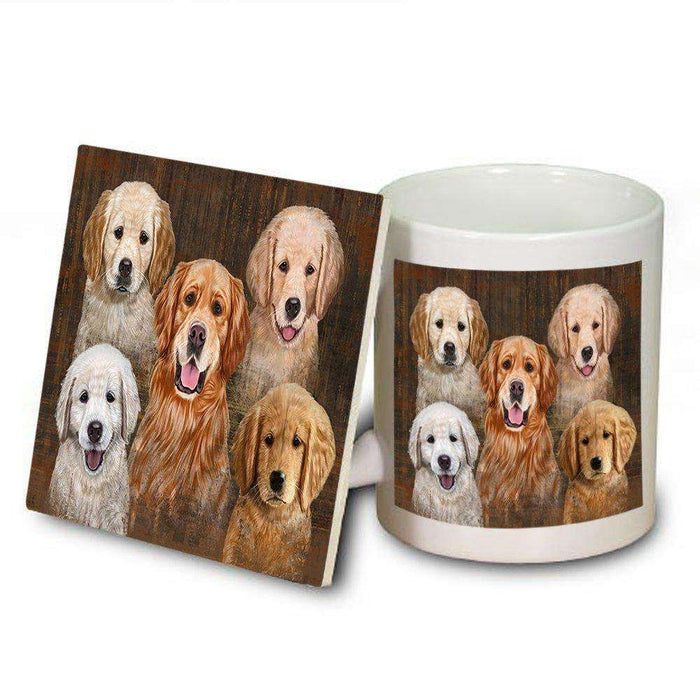 Rustic 5 Golden Retrievers Dog Mug and Coaster Set MUC48236